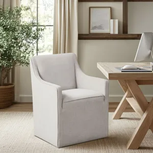 Charlotte Upholstered Dining Arm Chair with Hidden Casters - Grey