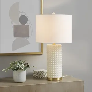 Grace Ivy Textured Dot Table Lamp - White/Gold