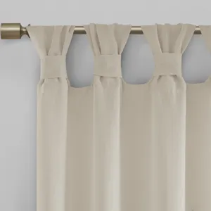 Madison Park Rosette Floral Embellished Cuff Tab Top Solid Curtain Panel