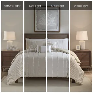 Anslee Full/Queen 3 Piece Cotton Yarn Dyed Duvet Cover Set - Taupe