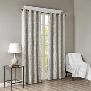 SunSmart Mirage Knitted Jacquard Damask Total Blackout Grommet Top Curtain Panel