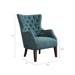 Hannah Button Tufted Wing Chair - Teal