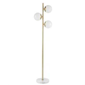 Holloway 3-Globe Light Floor Lamp with Marble Base - White/Gold