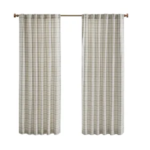 Madison Park Anaheim Plaid Rod Pocket and Back Tab Curtain Panel with Fleece Lining