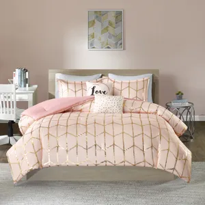 Intelligent Design Raina Metallic Printed Comforter Set