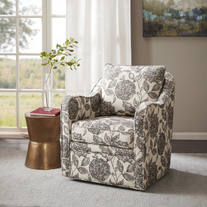 Brianne Upholstered Swivel Curved Armchair - Multi