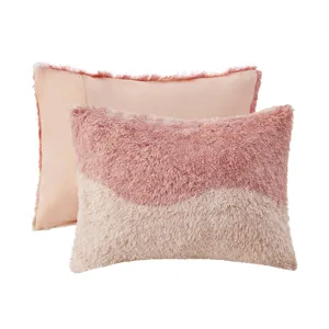 Cassie Twin/Twin XL Ombre Shaggy Faux Fur Comforter Set - Blush Multi