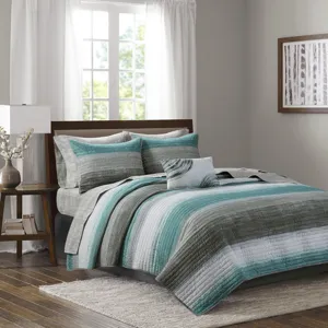 Madison Park Essentials Saben Quilt Set with Cotton Bed Sheets