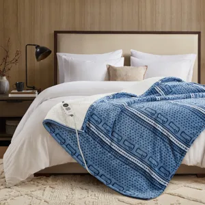 Woolrich Print Plush to Sherpa Heated Throw