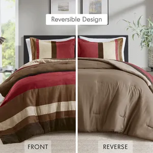 Comfort Spaces Highland Stripe Pieced Faux Suede Comforter Set