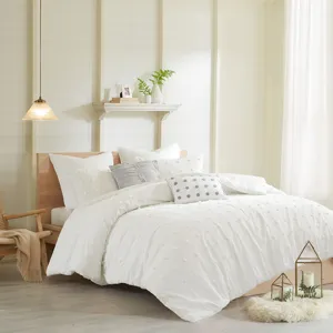 Brooklyn King/California King Cotton Jacquard Duvet Cover Set with Euro Shams and Throw Pillows - Iv