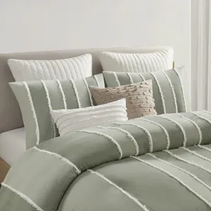 INK+IVY Shay 3 Piece Striped Cotton Duvet Cover Set