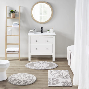 Casablanca Medallion Cotton Tufted Bath Rug - Taupe