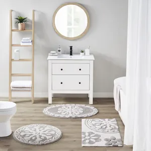 Casablanca Medallion Cotton Tufted Bath Rug - Taupe