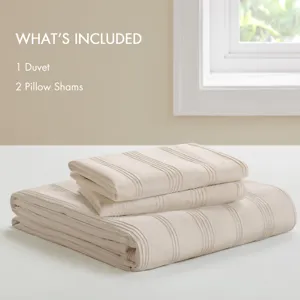 Super Listing Logan Striped Reversible Pintuck Pleated Duvet Set
