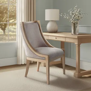 Elmcrest Upholstered Dining Chair with Nailhead Trim - Linen