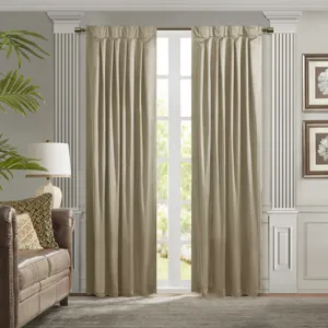 Avignon Pleat Curtain Panel with Tieback (Single) - Champagne