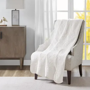 Madison Park Tuscany Oversized Quilted Throw with Scalloped Edges