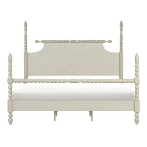 Beckett King Turned Wood Spindle Bed - Antique Cream