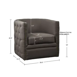Capstone Tufted Barrel Swivel Chair - Grey