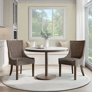 Ultra Ultra Upholstered Dining Side Chairs with wood legs (Set of 2) - Brown