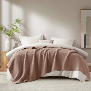 Madison Park Waffle Weave Cotton Blanket