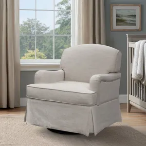 Martha Stewart Melody Swivel Glider Skirted ArmChair - Cream