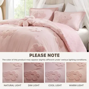 Urban Habitat Kids Gracie Floral Reversible Tufted Chenille Comforter Set with Flower Throw Pillow