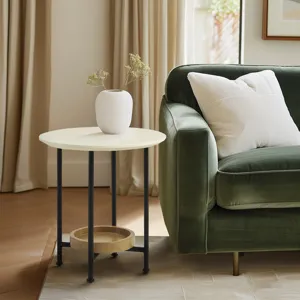 Beaumont End Table - White/Natural