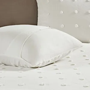 Brooklyn Full/Queen Cotton Jacquard Comforter Set with Euro Shams and Throw Pillows - Ivory