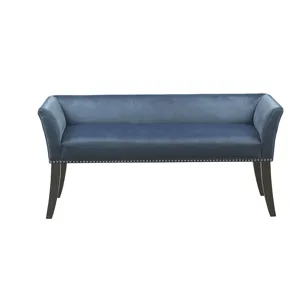 Welburn 49.5\" Upholstered Bench with Back & Wood Legs - Blue