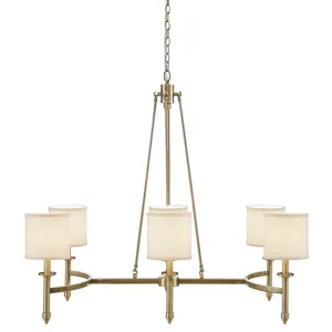 Elegenza 6-light Chandelier with Fabric Drum Shades - Antique Gold