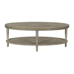 Ayanna Oval Coffee Table with Shelf - Reclaimed Greige