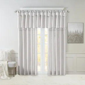 Madison Park Emilia Lightweight Faux Silk Valance With Beads