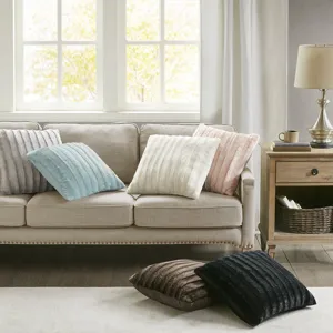 Duke Faux Fur Square Pillow - Blue