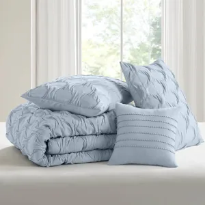 Comfort Spaces Bailey Diamond Pintuck Pleated Woven Comforter Set