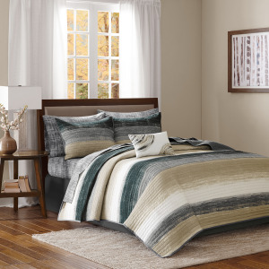 Madison Park Essentials Saben Quilt Set with Cotton Bed Sheets