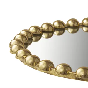 Marlowe 27\" Medium Decorative Round Wall Mirror with Beaded Metal Frame - Gold