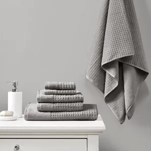 Madison Park Spa Waffle Cotton Jacquard Bath Towel 6 Piece Set