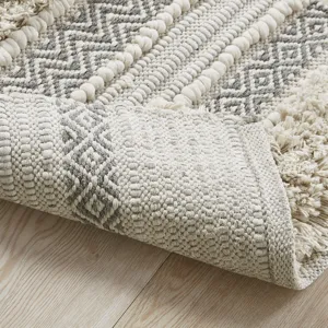 Asher Woven Texture Stripe Bath Rug - Grey