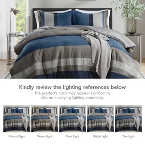 Comfort Spaces Highland Stripe Pieced Faux Suede Comforter Set