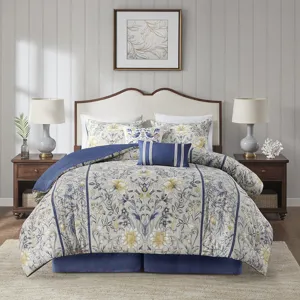 Harbor House Blue Livia 6 Piece Cotton Comforter Set