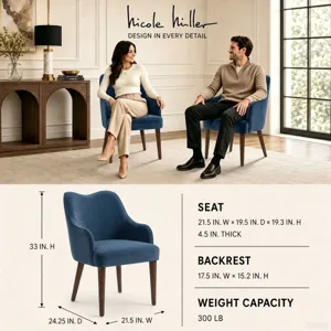 Nicole Miller Larkspur Wave Back Velvet Dining Arm Chair - Slate Blue