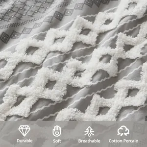 INK+IVY Imani Cotton Printed Duvet Cover Set with Chenille