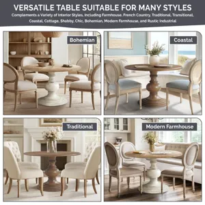 Lexi 46\" Round Pedestal Dining Table - Reclaimed Walnut/Antique Cream