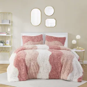 Cassie Twin/Twin XL Ombre Shaggy Faux Fur Comforter Set - Blush Multi