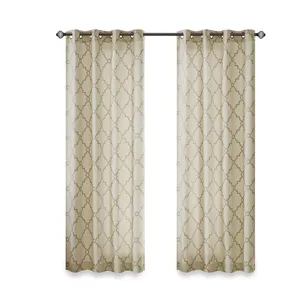 Madison Park Saratoga Fretwork Print Grommet Top Window Curtain Panel