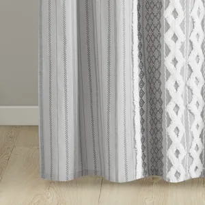 INK+IVY Imani Cotton Printed Shower Curtain with Chenille
