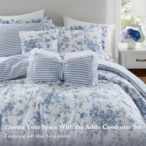 Adele Twin/Twin XL 4 Pieces Comforter Set with Decorative Pillows - Blue