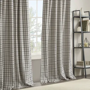 Anaheim Plaid Rod Pocket and Back Tab Curtain Panel with Fleece Lining - Black